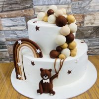 Boho Bear & Balloons Tiered Cake