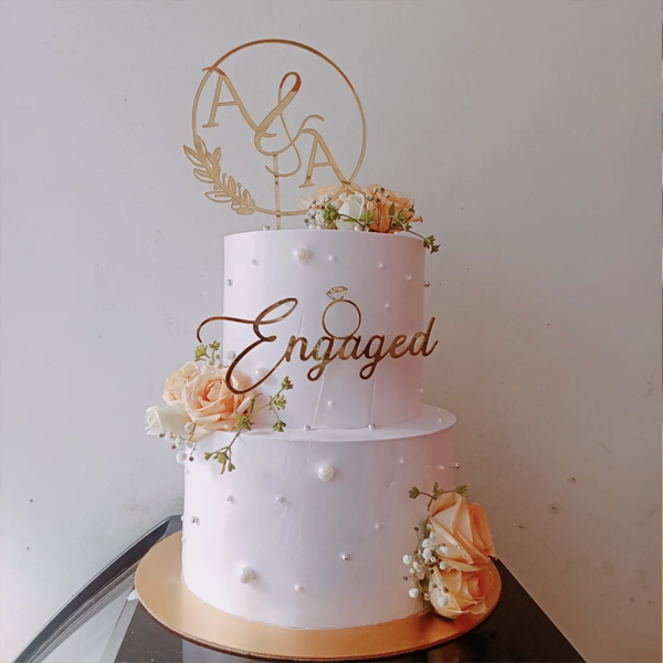 Elegant Floral Engagement Cake