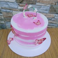 Whimsical Pink Butterfly Cake