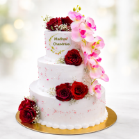 Elegant Orchid & Rose Tier Cake