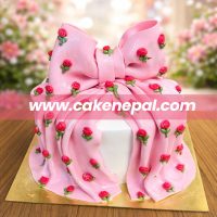 Elegant Pink Bow Cake