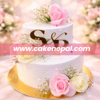 Elegant Floral Monogram Cake