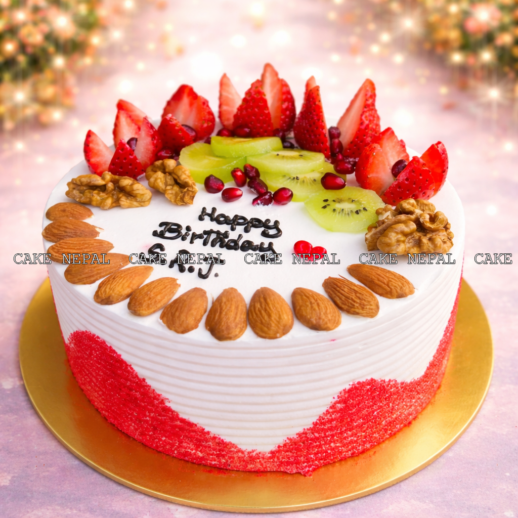 Fresh Fruit & Nut Delight Cake