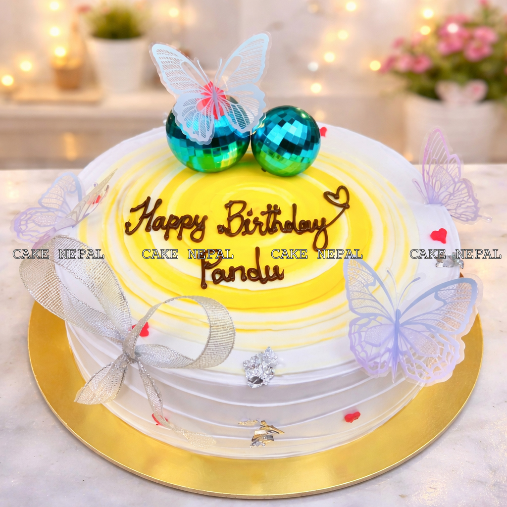 Golden Butterfly Celebration Cake