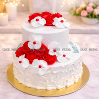 Classic Red Rose Two-Tier Cake