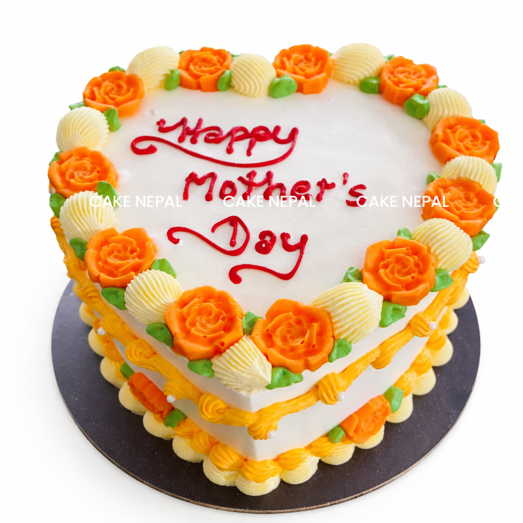 Mother’s Day Floral Heart Cake