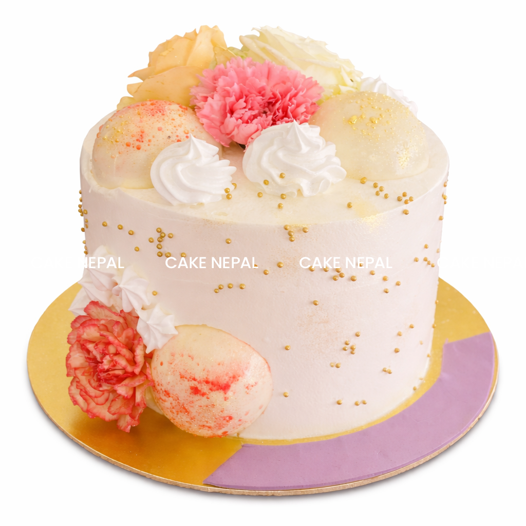 Floral Elegance Cream Cake