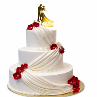 Elegant Red Blossom Wedding Cake