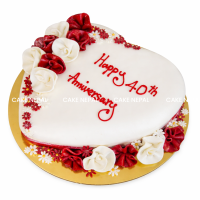 Golden Heart Anniversary Cake