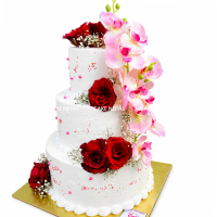 Blush Orchid Romance Cake 🌸❤️