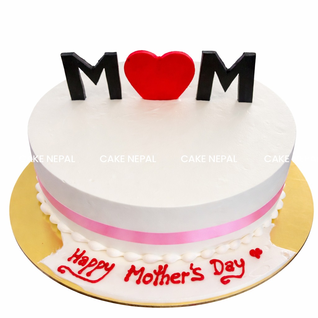Love You Mom Heart Cake