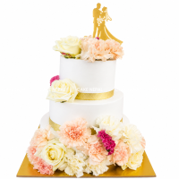 Golden Bloom Wedding Cake