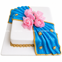 Royal Blue Blossom Cake